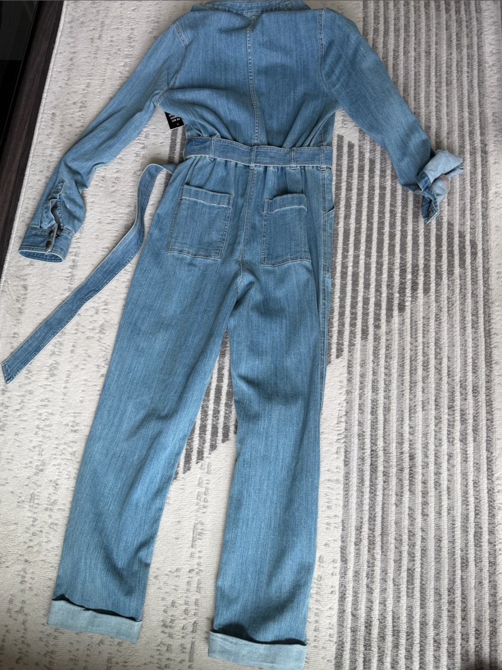 Express Light Blue Denim Jumpsuit - Picture 4 of 5